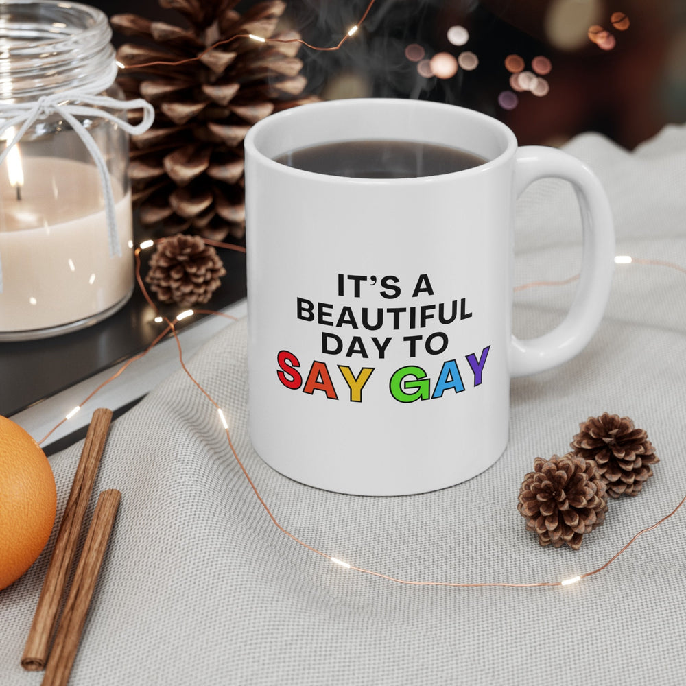 It's Beautiful Say Gay Ceramic Mug, LGBTQ Mug, Equality Gift, Gay Pride Gift, Gay Pride Mug, Gay Rights, LGBTQ