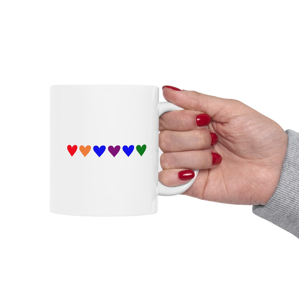 Rainbow Hearts LGBTQ Ceramic Mug, LGBTQ Mug, Queer gift, Gift Mug, Coffee Mug