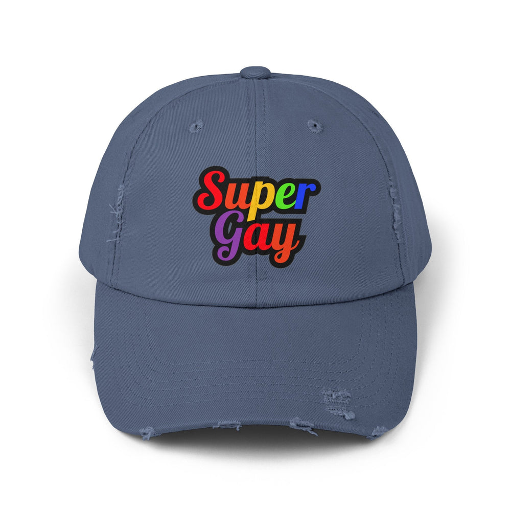 Super Gay Distressed Cap, Gay Pride Cap, Gay Rights, LGBTQ, Equal Rights Cap, Queer gift, Perfect gift, Pride Rainbow Hat, Pride Cap
