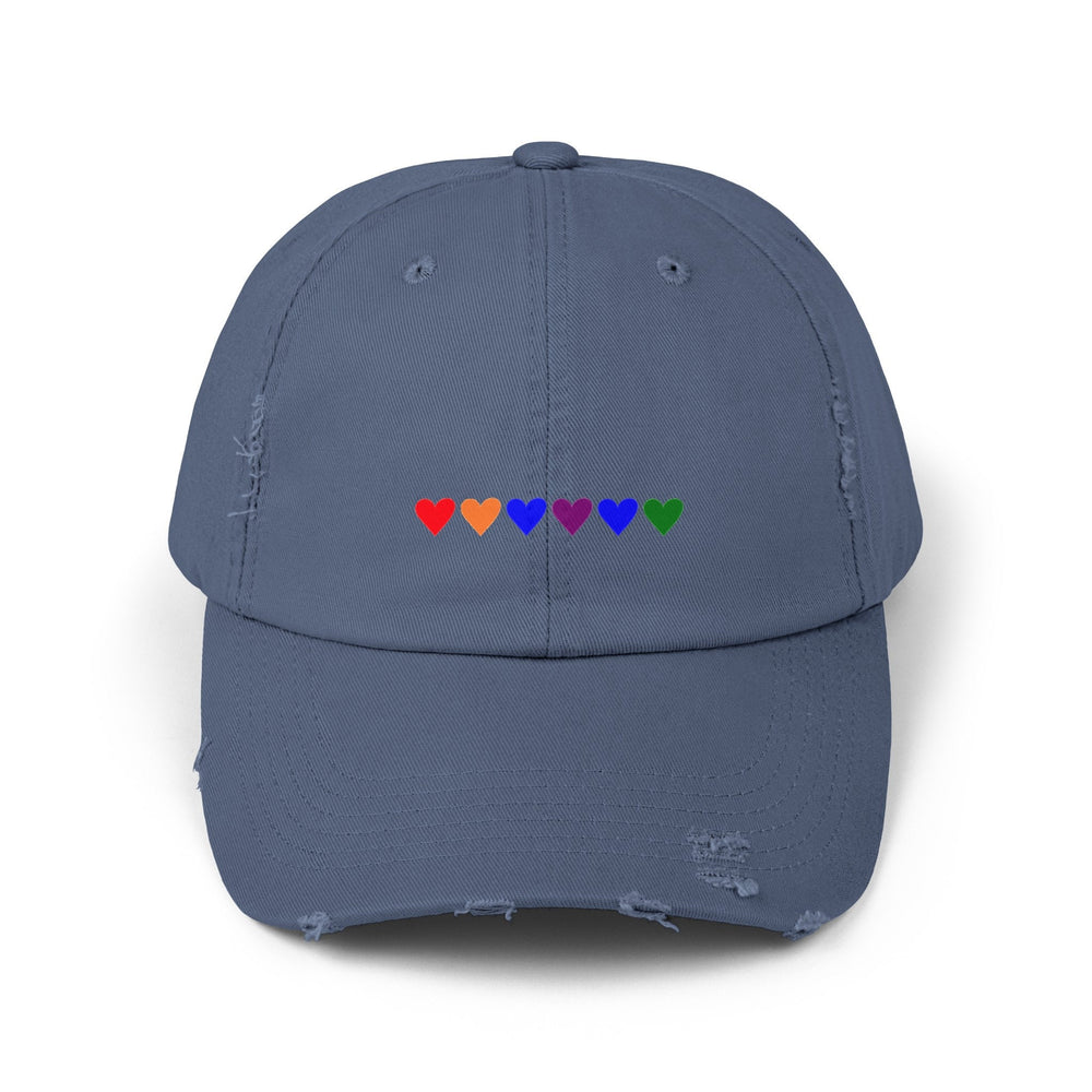 Rainbow Hearts LGBTQ Distressed Cap, Gay Pride Cap, Gay Rights, Equal Rights Cap, Queer gift, Pride Rainbow Hat, Pride Cap