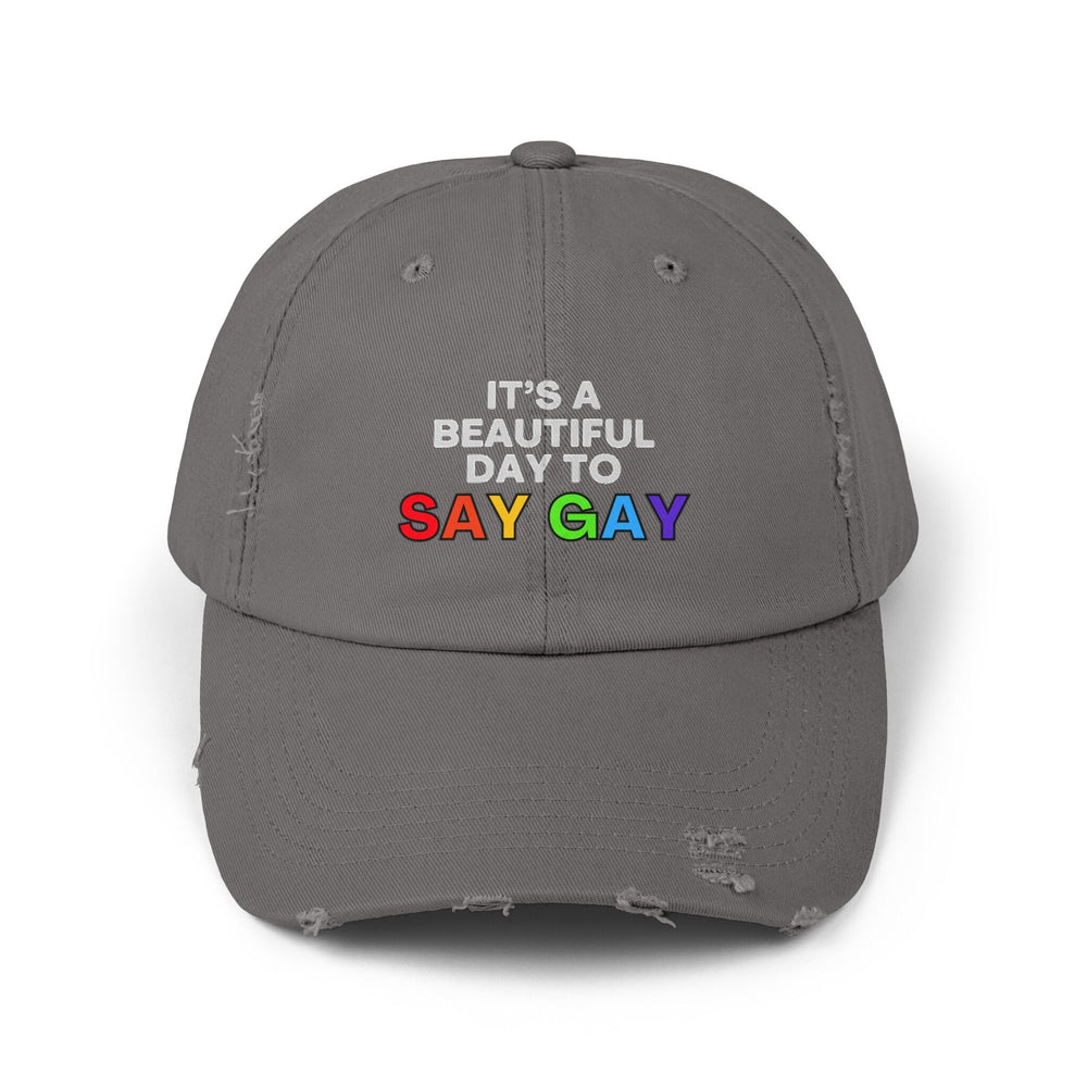 It's Beautiful Day To Say Gay Distressed Cap, Gay Pride Cap, Gay Rights, LGBTQ, Equal Rights Cap, Queer gift, Perfect gift