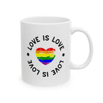 Love Is Love Rainbow Heart LGBTQ Ceramic Mug, LGBTQ Mug, Equality Gift, Gay Pride Gift, Gift Mug, Coffee Mug
