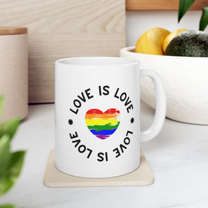 Love Is Love Rainbow Heart LGBTQ Ceramic Mug, LGBTQ Mug, Equality Gift, Gay Pride Gift, Gift Mug, Coffee Mug