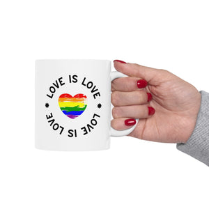 Love Is Love Rainbow Heart LGBTQ Ceramic Mug, LGBTQ Mug, Equality Gift, Gay Pride Gift, Gift Mug, Coffee Mug