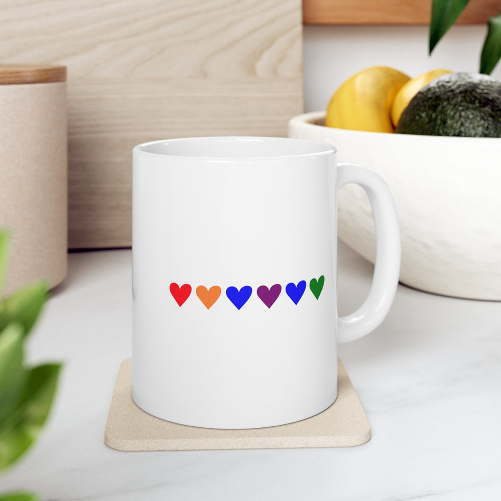 Rainbow Hearts LGBTQ Ceramic Mug, LGBTQ Mug, Queer gift, Gift Mug, Coffee Mug