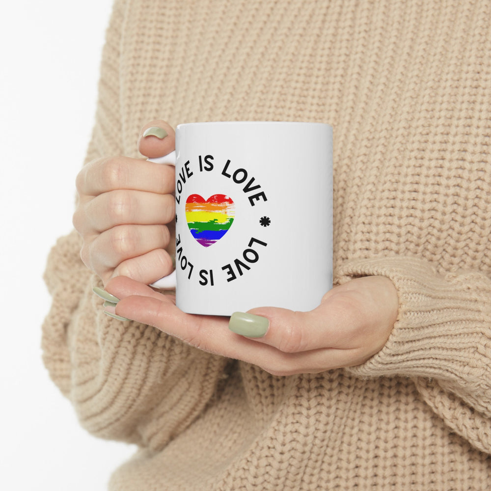 Love Is Love Rainbow Heart LGBTQ Ceramic Mug, LGBTQ Mug, Equality Gift, Gay Pride Gift, Gift Mug, Coffee Mug