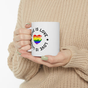 Love Is Love Rainbow Heart LGBTQ Ceramic Mug, LGBTQ Mug, Equality Gift, Gay Pride Gift, Gift Mug, Coffee Mug