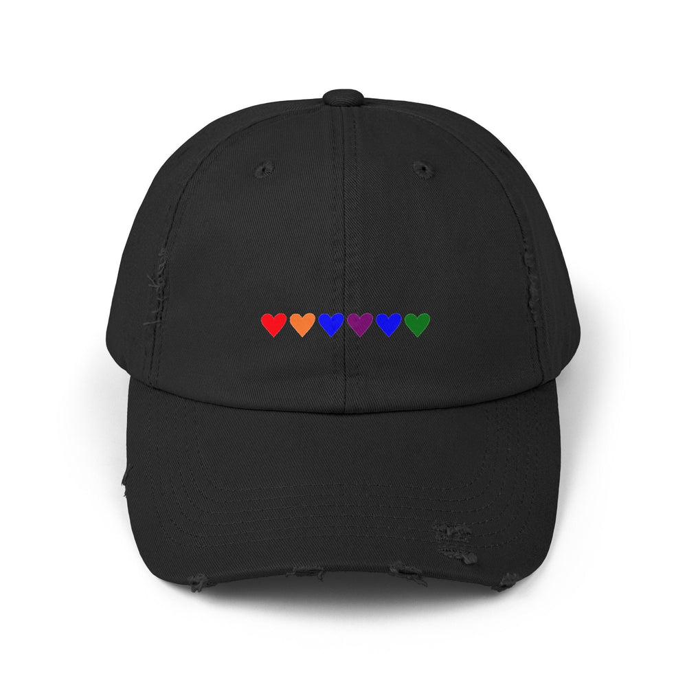 Rainbow Hearts LGBTQ Distressed Cap, Gay Pride Cap, Gay Rights, Equal Rights Cap, Queer gift, Pride Rainbow Hat, Pride Cap