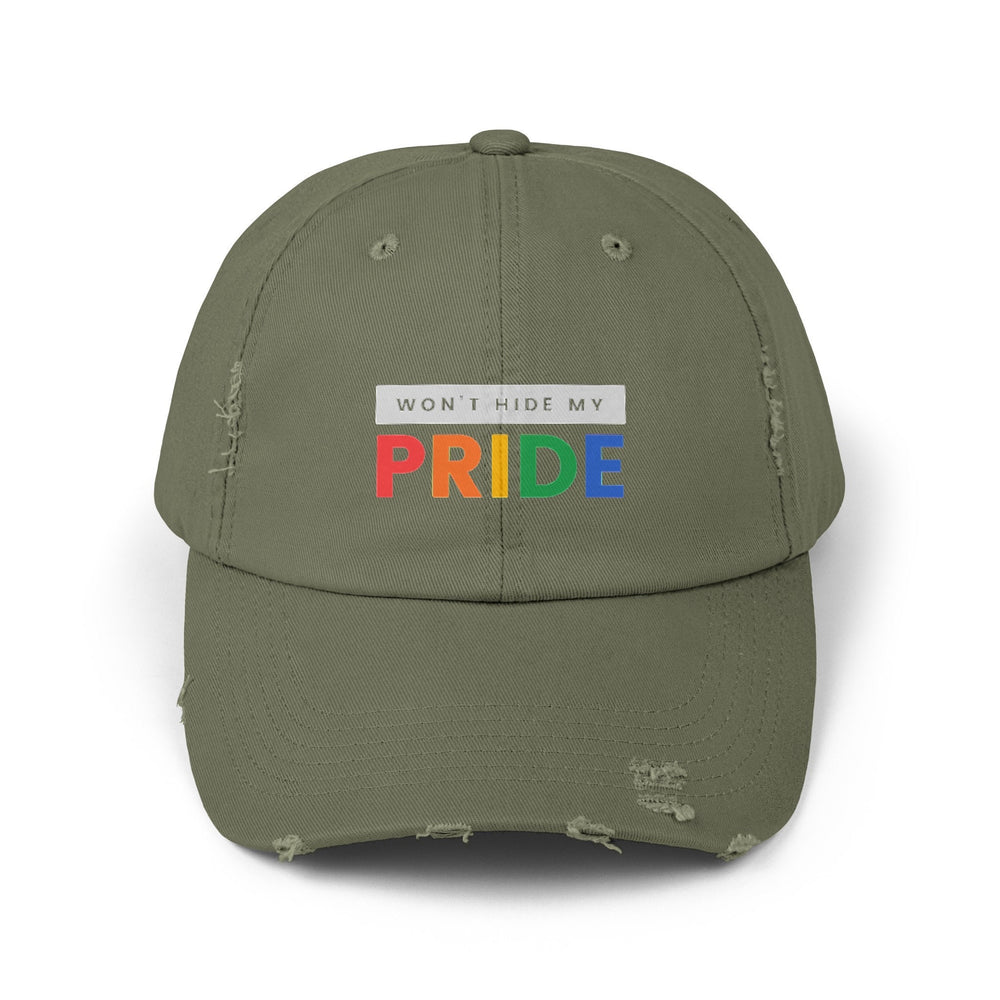 Won't Hide My Pride Distressed Cap, Gay Pride Cap, Gay Rights, LGBTQ, Equal Rights Cap, Queer gift, Perfect gift, Pride Rainbow Hat