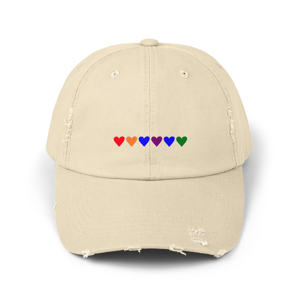 Rainbow Hearts LGBTQ Distressed Cap, Gay Pride Cap, Gay Rights, Equal Rights Cap, Queer gift, Pride Rainbow Hat, Pride Cap
