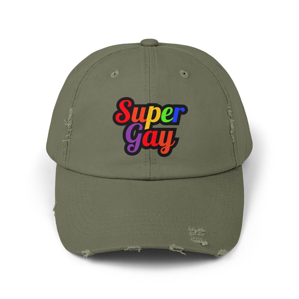 Super Gay Distressed Cap, Gay Pride Cap, Gay Rights, LGBTQ, Equal Rights Cap, Queer gift, Perfect gift, Pride Rainbow Hat, Pride Cap