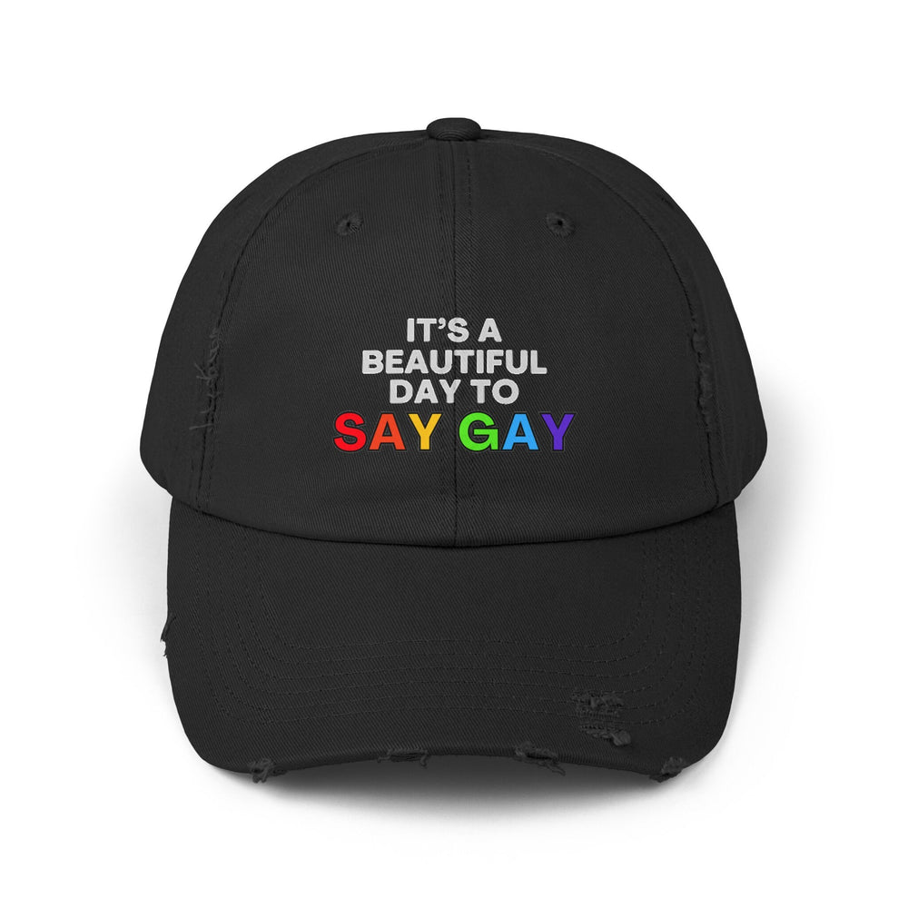 It's Beautiful Day To Say Gay Distressed Cap, Gay Pride Cap, Gay Rights, LGBTQ, Equal Rights Cap, Queer gift, Perfect gift