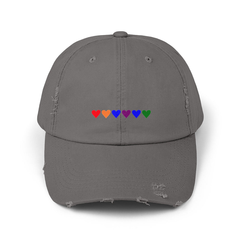 Rainbow Hearts LGBTQ Distressed Cap, Gay Pride Cap, Gay Rights, Equal Rights Cap, Queer gift, Pride Rainbow Hat, Pride Cap